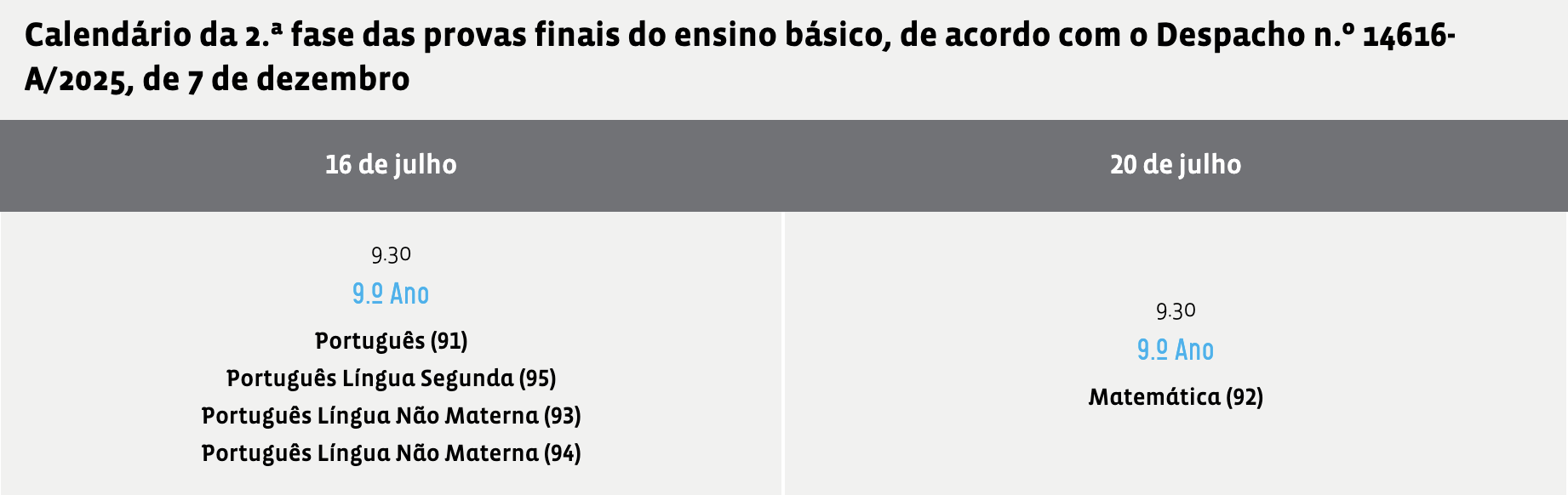 calendário provas finais 2ª fase 2026